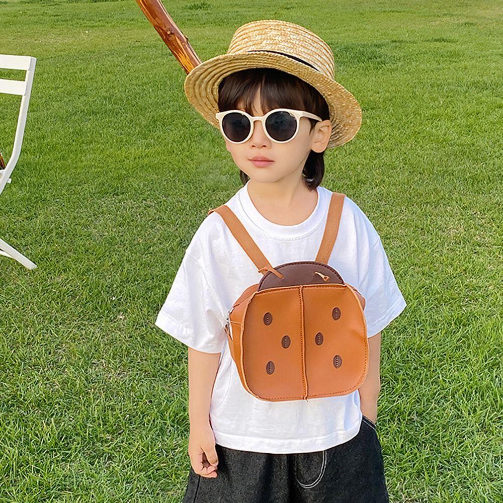 Adjustable Straps Kindergarten School Bags PU Leather 3D Ladybug Kids Bag  Children