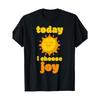 European Sizes Men's "Today I Choose Happiness" Smiling Sun T-Shirt -Heavyweight Short Sleeve, Round Neck Casual Top with Joyful Daily Wear