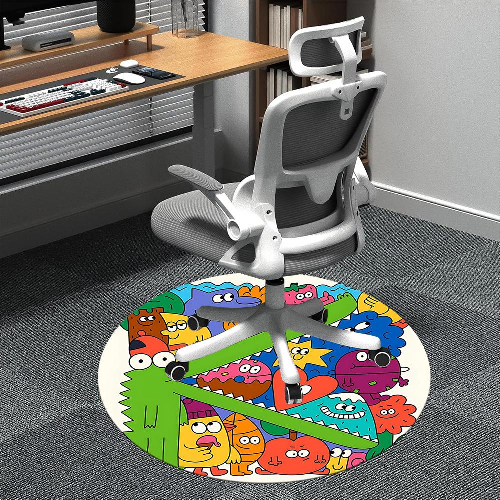 

1pc Colorful Creatures Office Round Area Rug, Indoor Mat Suitable ForOffice, Under Office Chairs Bedroom Living Room Home Decor, Room Decot208 80cm by 80cm