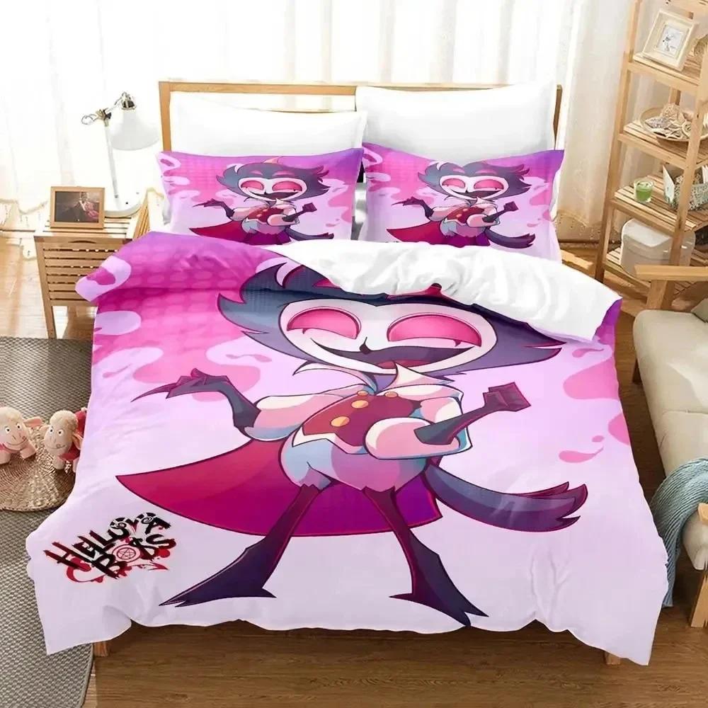 3D Print Anime Stolas Helluva Hazbin Hotels Boss Printed Bed Set Duvet Cover Bedding Set Bed Linen Sheet Quilt Cover Queen Size