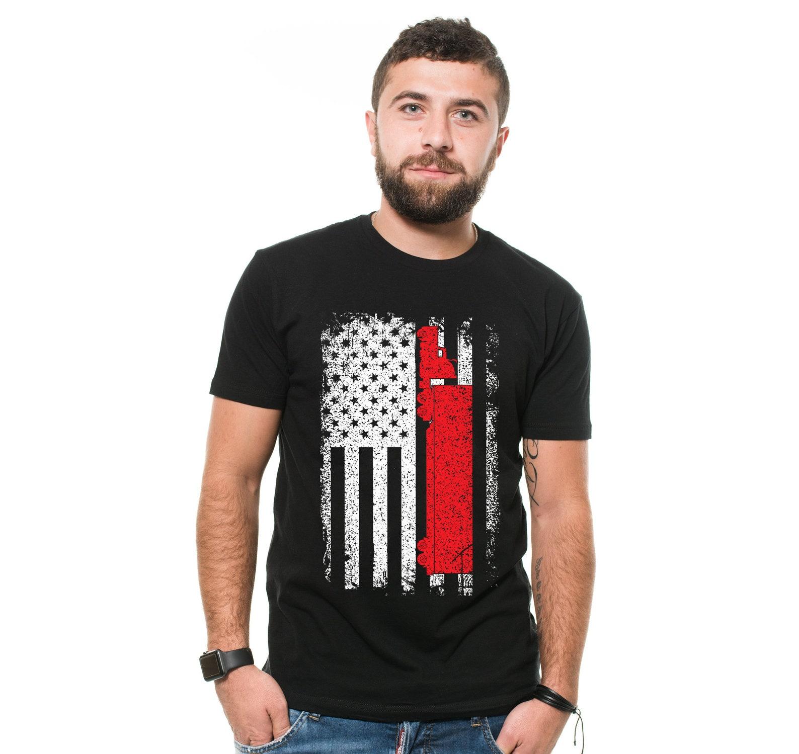 American Flag Trucker T-Shirt: Patriotic USA Gift 4XL