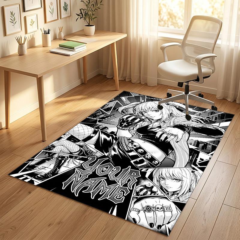 Personalized Crystal Velvet Carpet,Death Note Custom Printed Name, Plush Area Rug For Home Indoor Decor