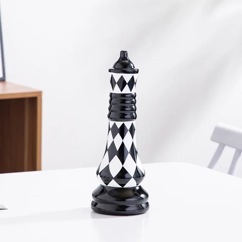 Ceramic Chess Black and White Checkered Chess Ornament Creative Soft Decoration Home Decoration Model Room Home Furnishing Decor
