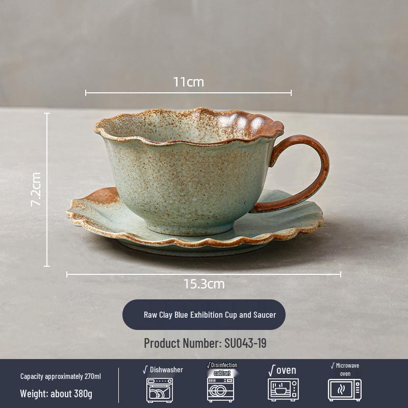 Wabi-Sabi Ceramic Coffee Cup & Saucer Set: Exquisite, High-End Latte Cup Perfect for Afternoon Tea