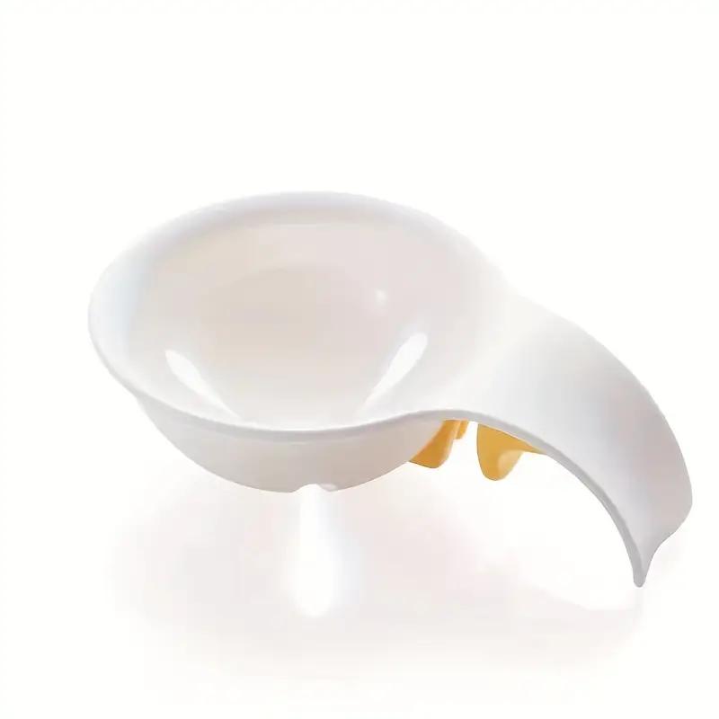 Easy-Clean Egg Yolk Separator with Silicone Grip - Durable White Plastic, Perfect for Cooking & Baking