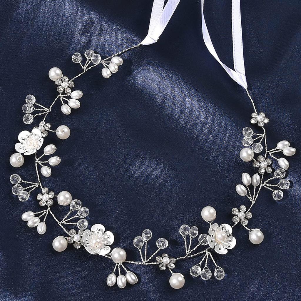 Golden Fairy Leaf Flower Pearl Headband - Elegant European Crown for Girls' Weddings