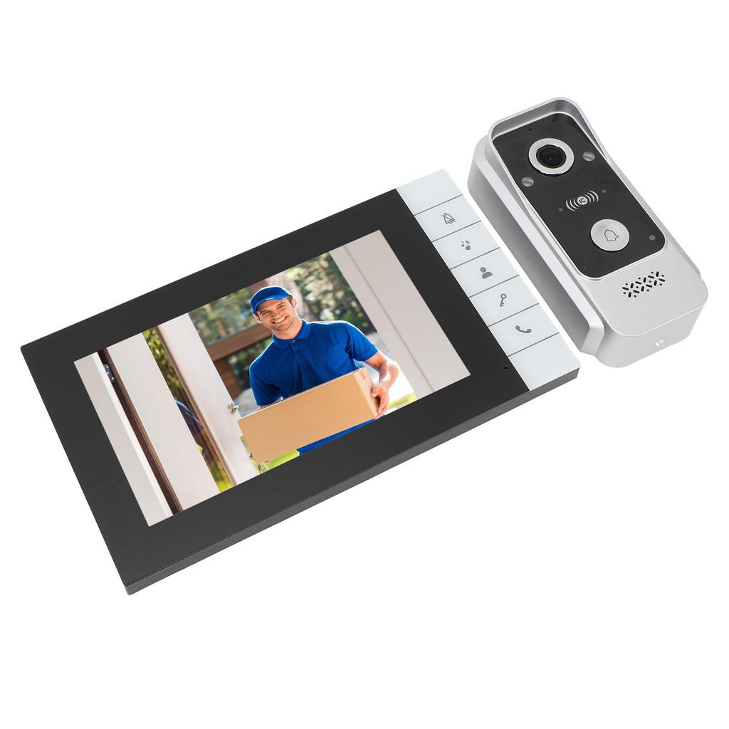 Video-Türklingel-Intercom-Kit 7-Zoll-IPS-Touchscreen IC-Karten-Entsperrung 120-Grad-Weitwinkel Nachtsicht