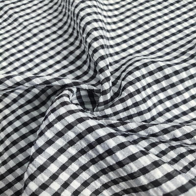 Thin Seersucker Plaid Fabrics By Meters for Summer Clothes Dress T-shirts Shirt Sewing Strip Needlework Soft Cloth Red Pink Blue