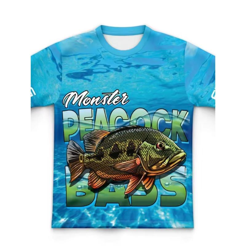 Men's Round Neck Long Sleeves Full Body Fish Pattern Moisture Absorption Quick-Drying Fishing Hiking Bicycles Sports 3D T-Shirts