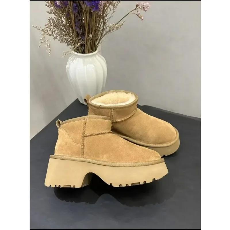 Fashion High heeled wool boots, the latest winter 2025 sheepskin wool integrated women's boots, mermaid style, platform high heels