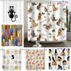 Funny Cat Shower Curtain Cartoon Cute Cats Dog Kids Shower Curtain for Bathroom Waterproof Polyester Home Decor Shower Curtains