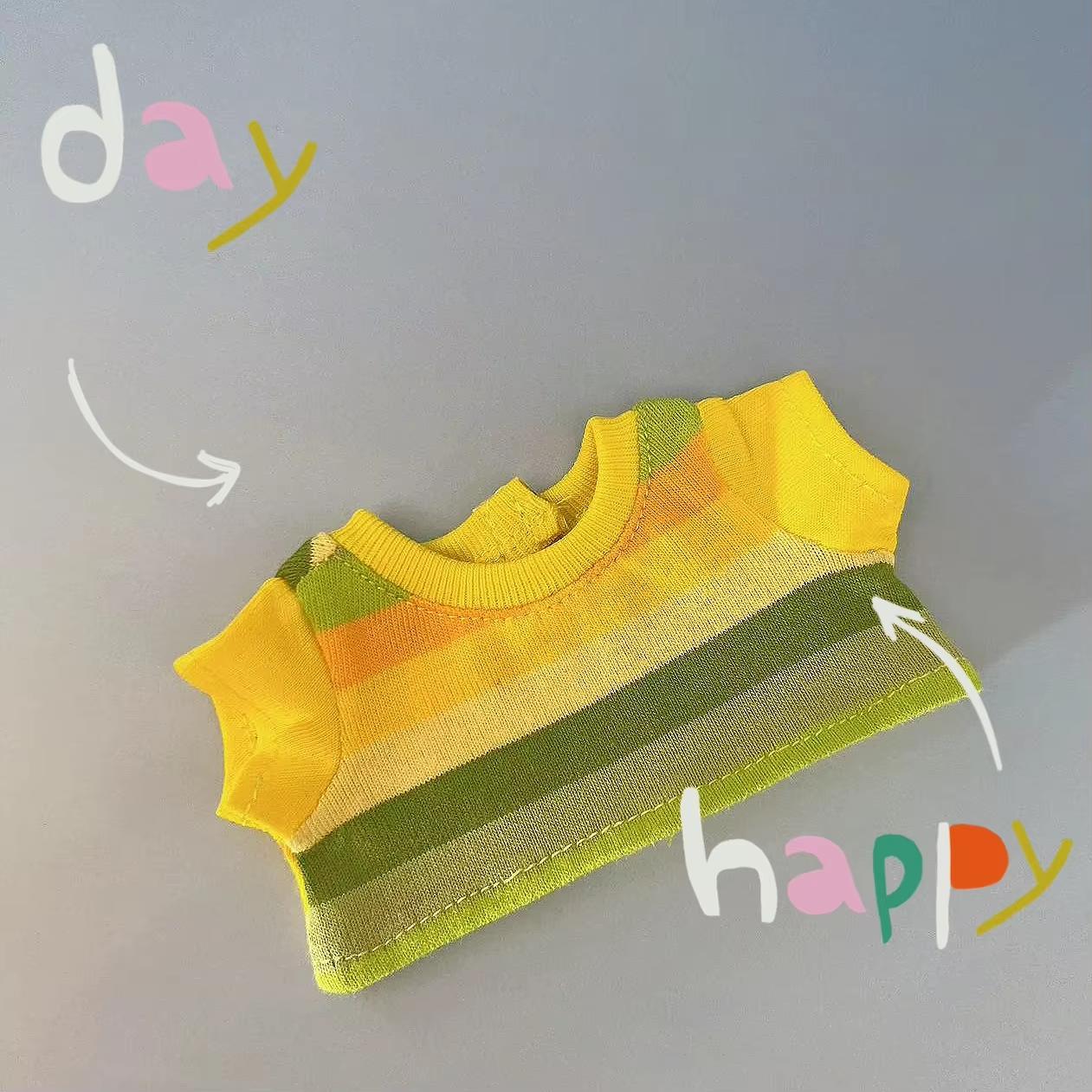 

Mini Cute Clothes For 15/17cm Ropa Labubu Plush Doll Colorful Striped T-shirt Set With Cargo Pants Fashion Accessories NO DOLL