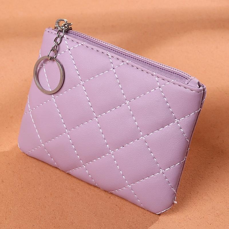 Women PU Leather Zip Coin Wallet Key Chain Fashion Small Purse Money Short Change Pouch Coin Purse