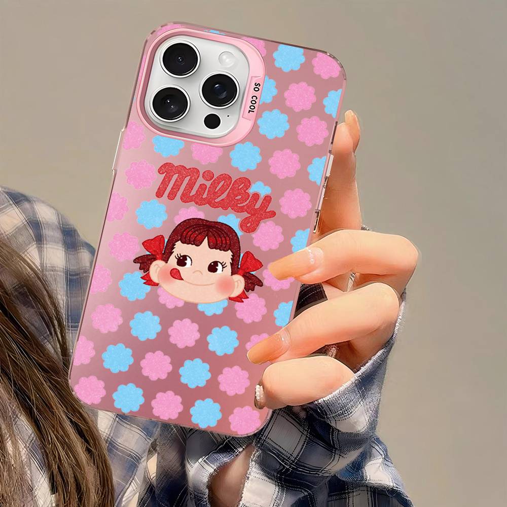 Fujiya Milky Peko-Chan Phone Case For IPhone 17 16 15 14 13 12 11 Pro Max Color Black Matte Cover