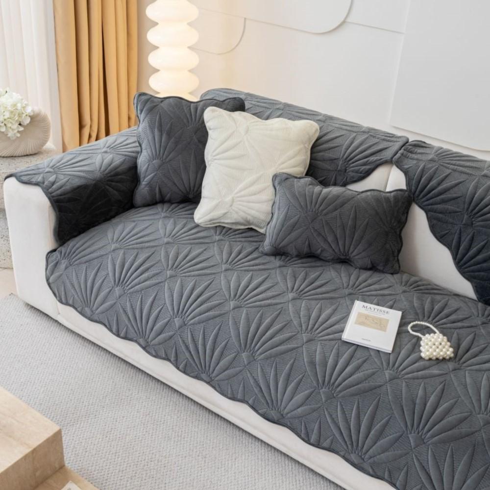 Sofa Cushion Four Seasons Universal Backrest Cloth Sofa Cushion Chenille Non-slip Solid Color Sofa Cover Cushion Cream Anti Slip