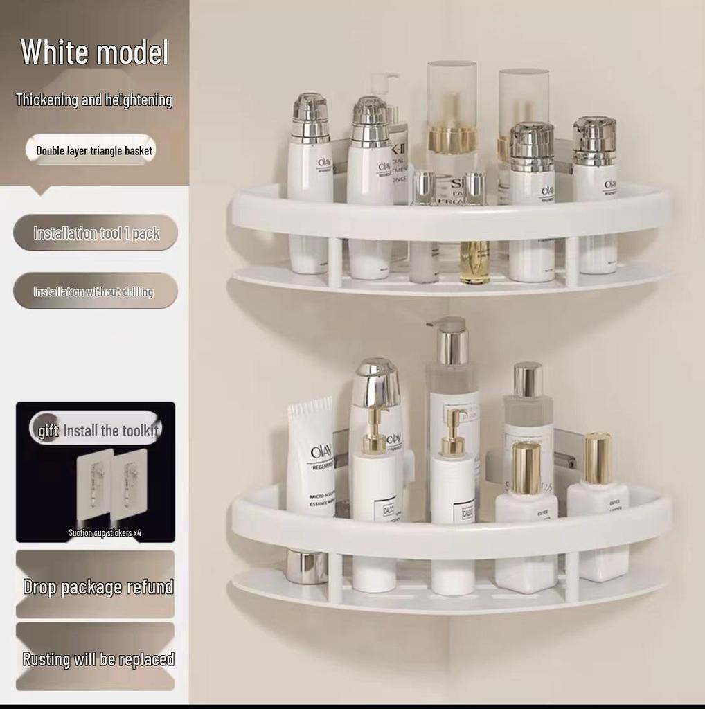 Punch-Free Bathroom Cabinet Shelf: Wall-Mounted Storage Rack for Toiletries & Washstand Supplies