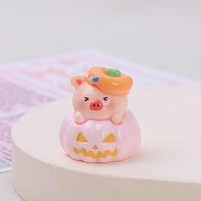 

Украшения на Хэллоуин Миниатюрные 3D тыквенные свиньи Кабошоны из смолы Скрапбукинг Поделки Аксессуары для кукольного домика своими руками розовый