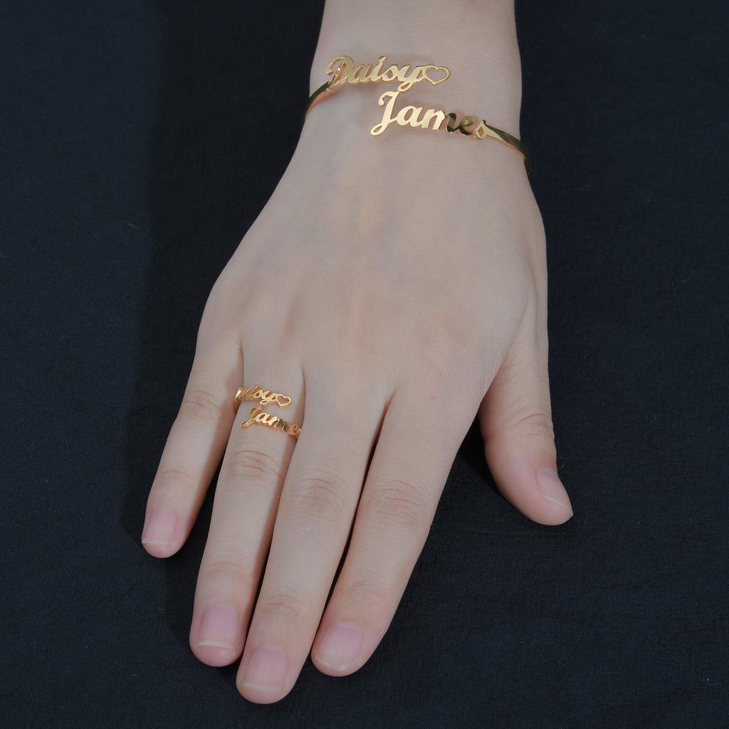 Customized Name Bracelet Personalized Custom Charm Gold Color Bangles for Women Stainless Steel Chrismas Jewelry Gift