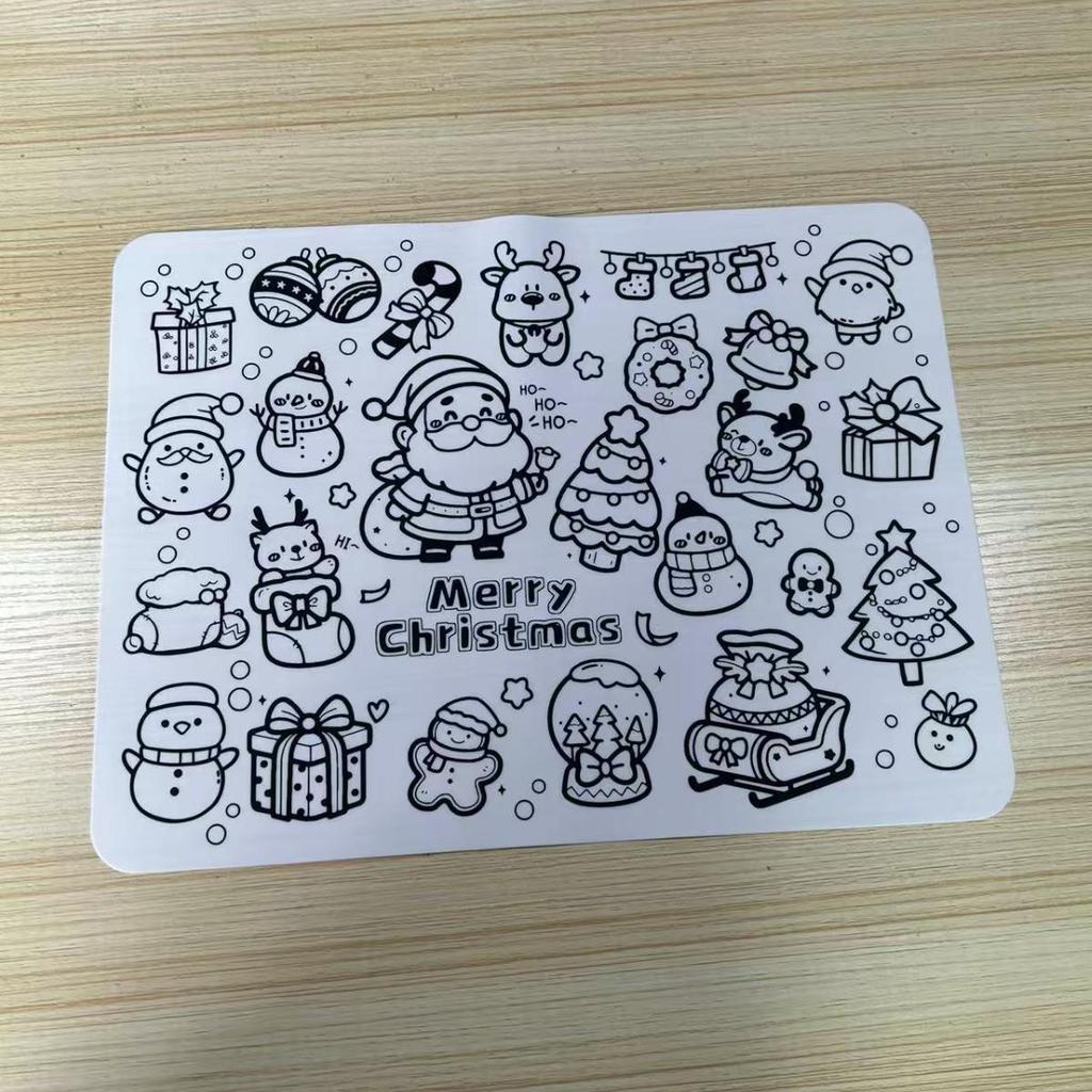 Christmas Silicone Cartoon Doodle Placemat - Reusable Painting Mat