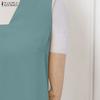 ZANZEA Women Summer Square Collar Casual Sleeveless Dress