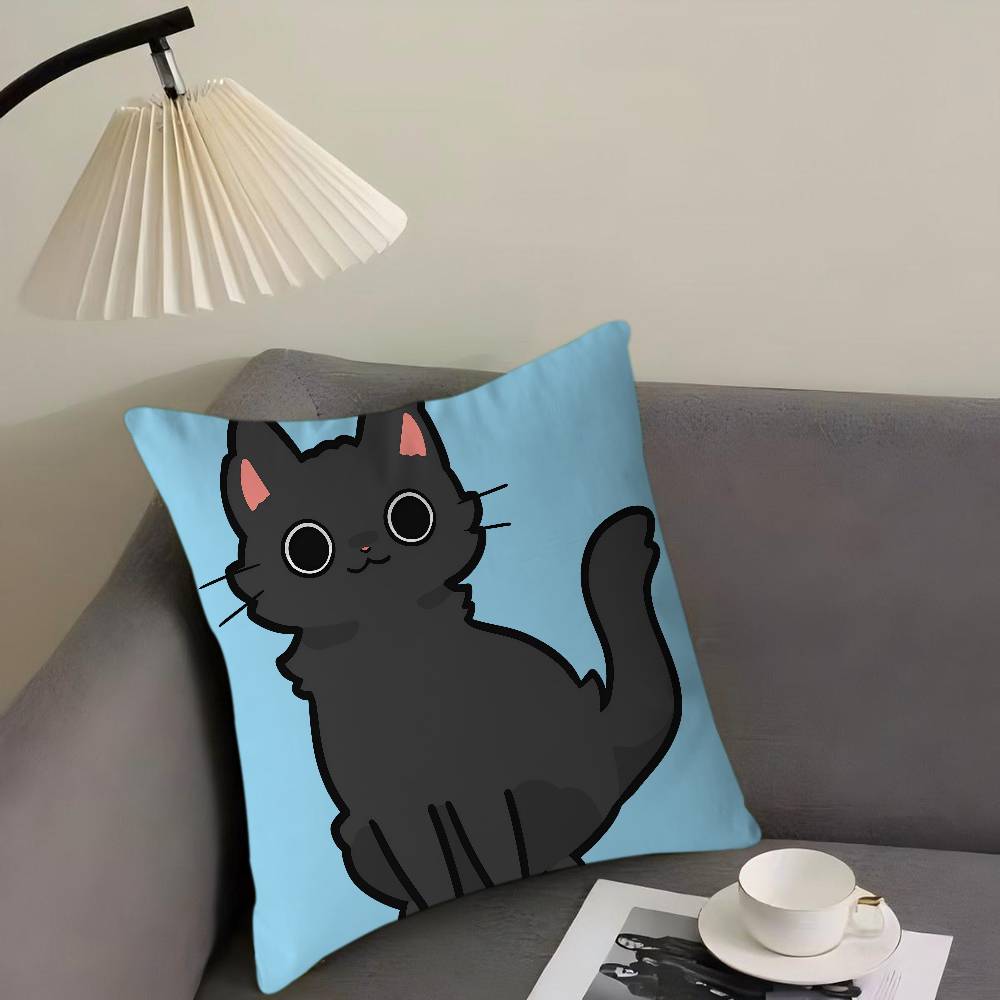 Cute Cartoon Cat Illustration Pillow Gift Home Office Decoration Bedroom Sofa Car Cushion Cover Case 45x45