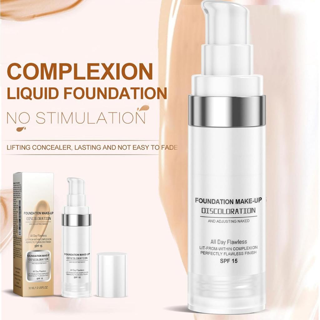 Flawless Colour Changing Foundation 30ML – Moisturizing & Long-Lasting Liquid Foundation with SPF 15, FNatural Skin Tone Makeup for Face