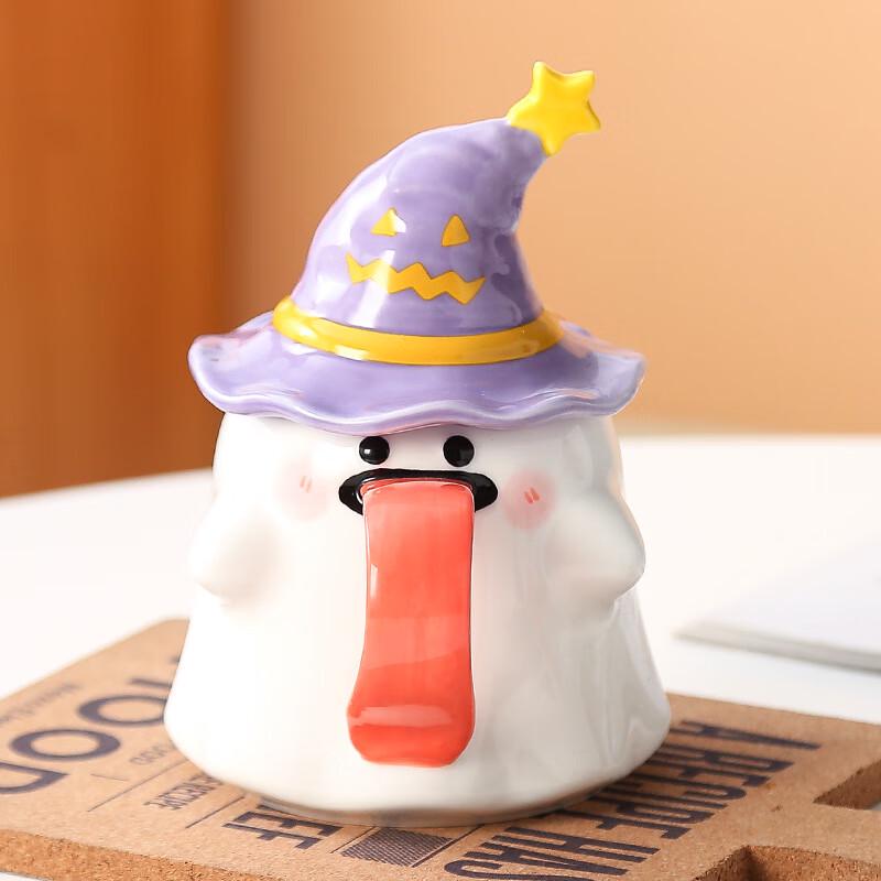 Halloween Ghost Ceramic Mug with Lid