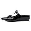 Autumn double bow half-drag inner height increase pointed patent leather half-drag fashion versatile Mary Jane single shoes