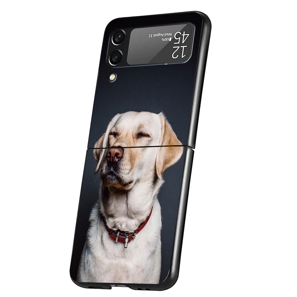 Labrador Retriever Dog Case Phone Cover for Samsung Galaxy Z Flip 6 5 4 3 5G ZFlip6 ZFlip5 ZFlip4 ZFlip3 Black Hard Trend Fundas