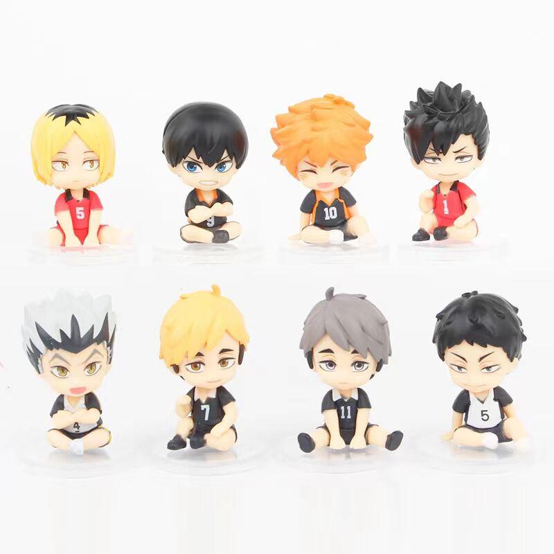 

8pcs/Set Figure Toys Q Version Kenma Kozume Shoyo Hinata Kotaru Bokuto Yu Nishinoya Volleyball Model Dolls