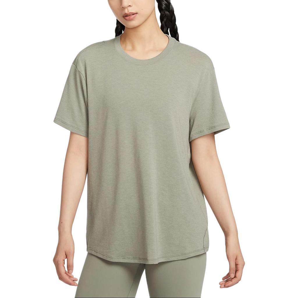 Nike One Relaxed Dri-FIT Casual Training Quick-Dry Knitted T-Shirt Women Tops Light-Army-Green Black FN2815320
