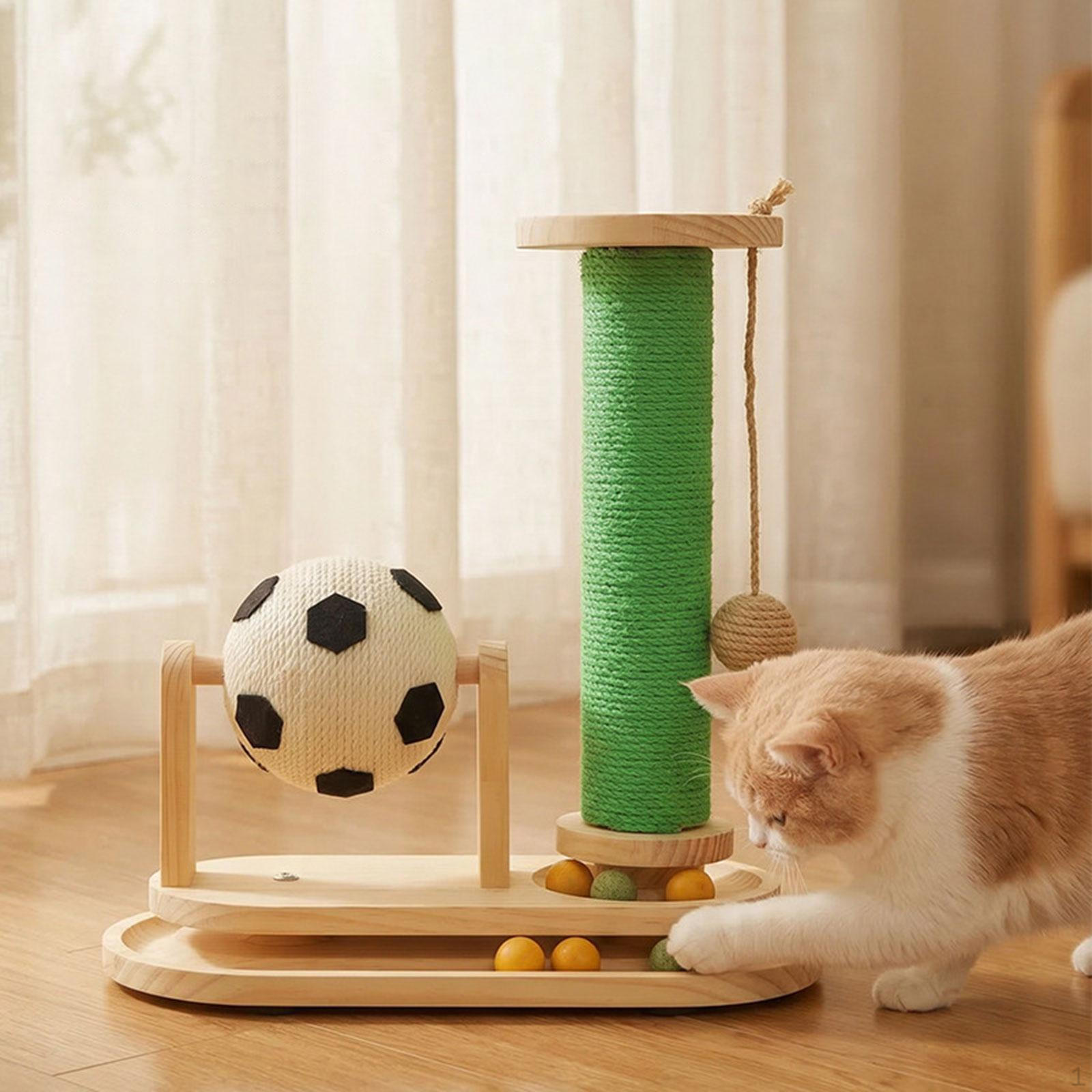 Cat Scratcher Pet Claw Sharpening Toy Exercise with Ball Brown Interactive Entertaining