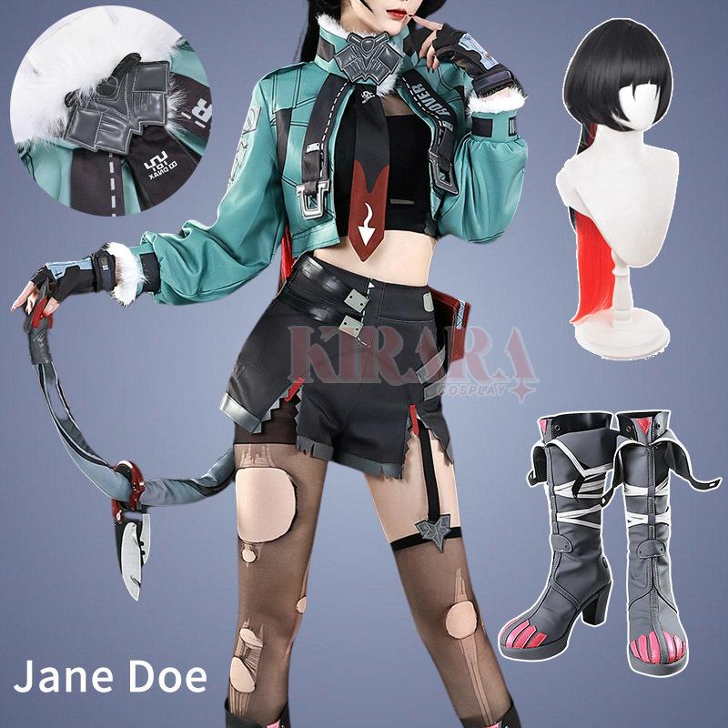 Jane Doe Cosplay Costume Wig Hair Game Zenless Zone Jane Doe Cosplay Shoes Boots Women Carnival Anime Events Role Play Outfits