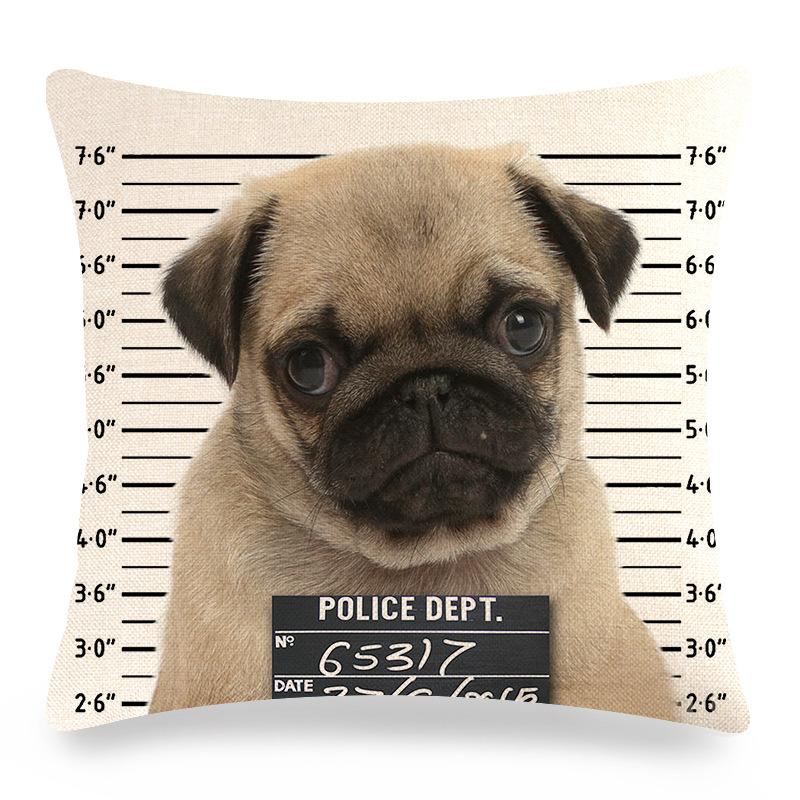 Cute Pet Pug Dog Digital Printing Short Plush Pillow Covers Decorative For Car Sofa Office Cushion Cover Home Goods 60X60Cm
