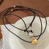 Korean Vintage Metal Heart Leather Necklace for Women - Versatile, Trendy Choker Chain