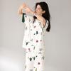Summer short-sleeved fresh plaid pants simple casual pajamas women's breathable loose loungewear set