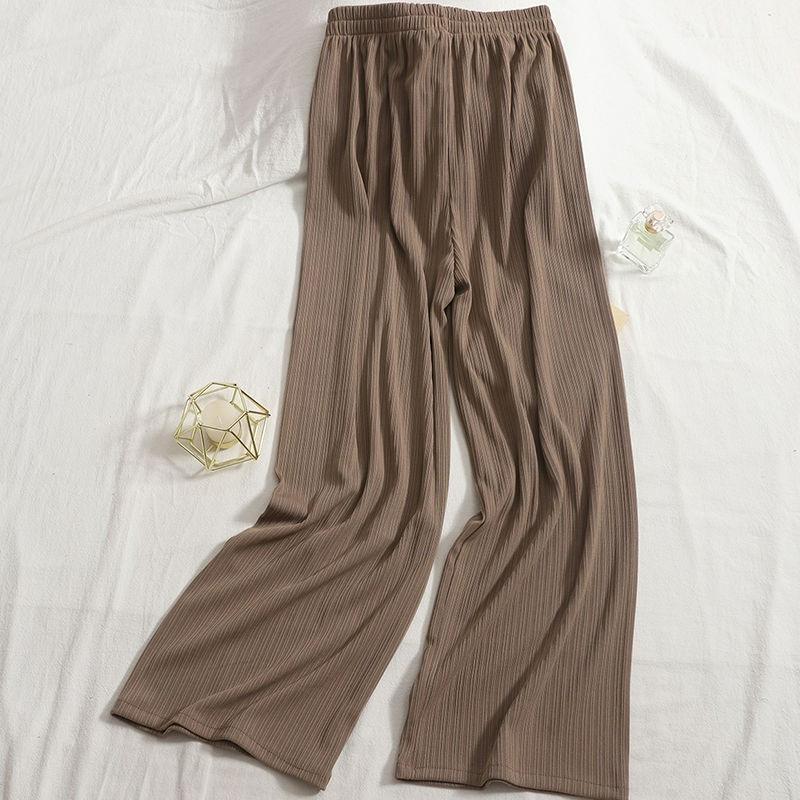 Petite Ice Silk Wide-Leg Slimming Pants - Women's Summer XS Straight-Leg Casual, 145cm/150cm Options