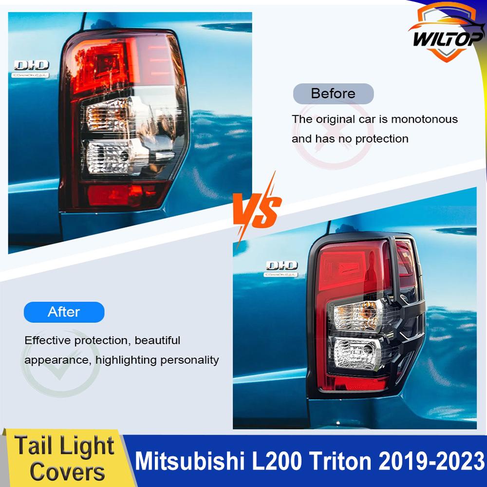 Tail Light Covers For Mitsubishi L200 Triton 2019-2025 Protector Cover ABS Rear Lamp Hoods Car Exterior Accessorie
