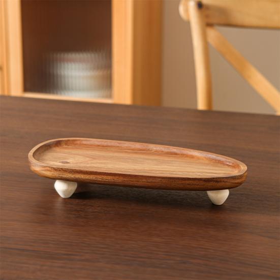 Dřevěný servírovací podnos Malý podnos na občerstvení Rustikální nepravidelný podnos na dezerty Dekorativní podnos pro rostliny, svíčky, klíče, šperky, hodinky