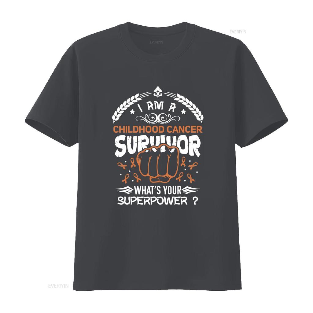 Childhood Cancer Survivor T Shirt Comfortable Made In USA S 5XL Whats Your Superpower Vintage Washed Streetwear Stretched