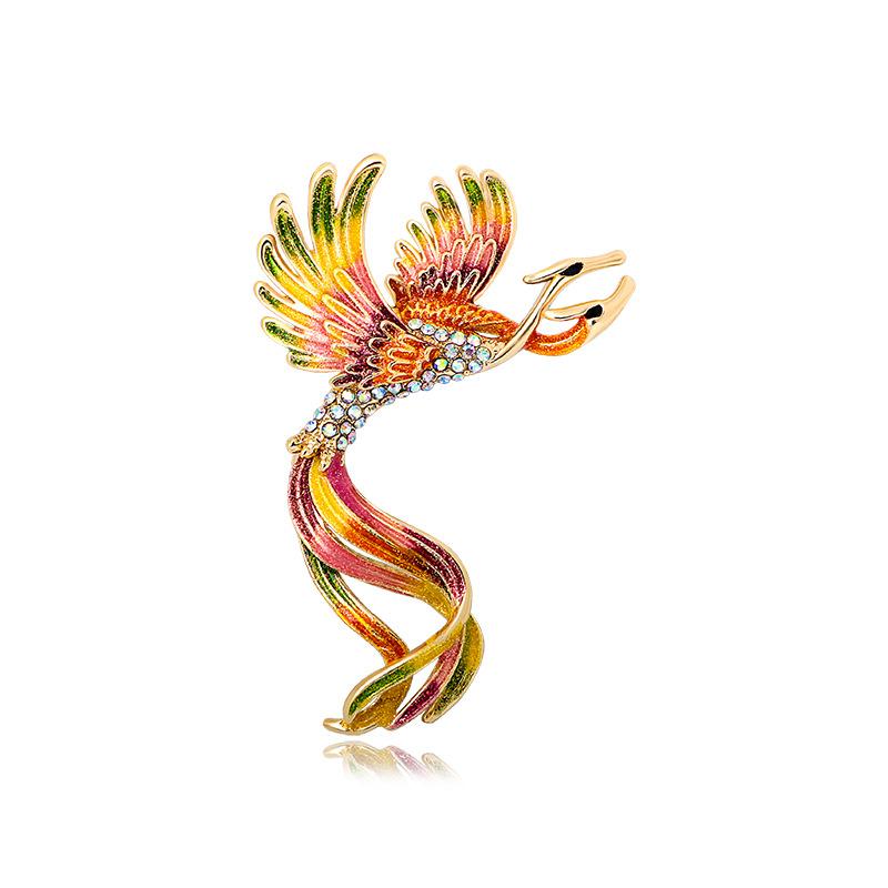 Retro Enamel Phoenix Light Luxury Women s High-end Accessories Brooch 3cm*5cm