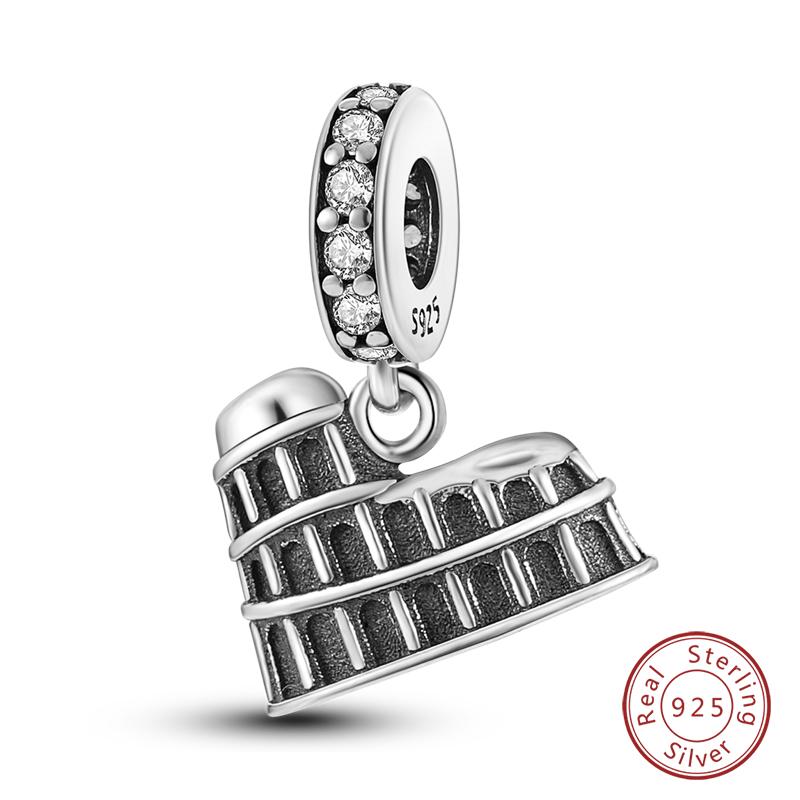 Original 925 Silver Travel Charm New York Rome Vienna Pendant Landmark Building Pendant Fit Bracelet Fine DIY Jewelry