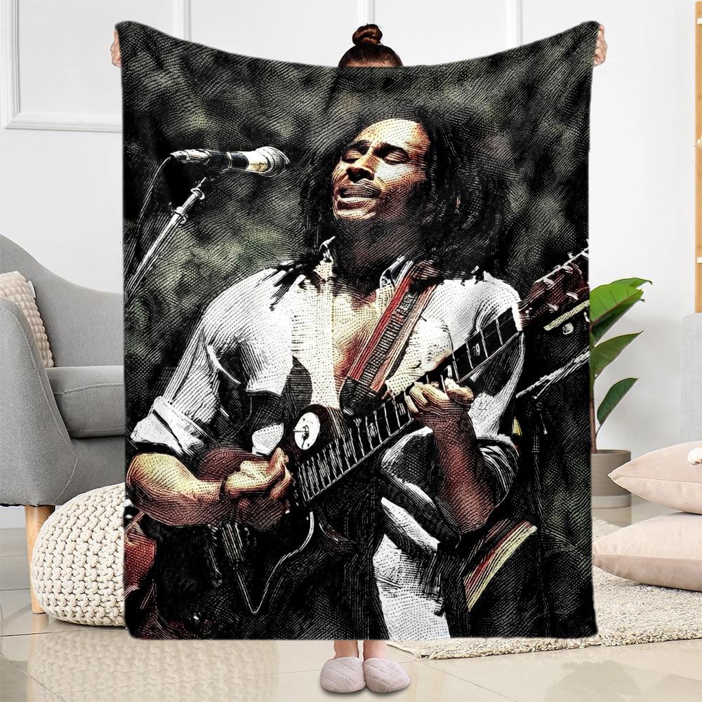 Bob Marley Marley Reggae Guitar Music Blanket Soft Cozy Perfect For Couch Chair Bed Four Seasons Multipurpose Modern Style Birthday Christmas Gift Bla