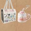 Cute Ceramic Mug with Lid, Spoon, and Straw - Perfect Birthday or Couple's Gift