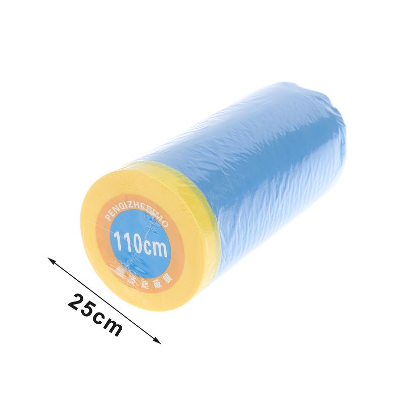 1Roll Pre-Taped Masking Film Blue Plastic Sheeting Automotive Washi Tape No Residue Painters Plastic Drop Cloth For Painting