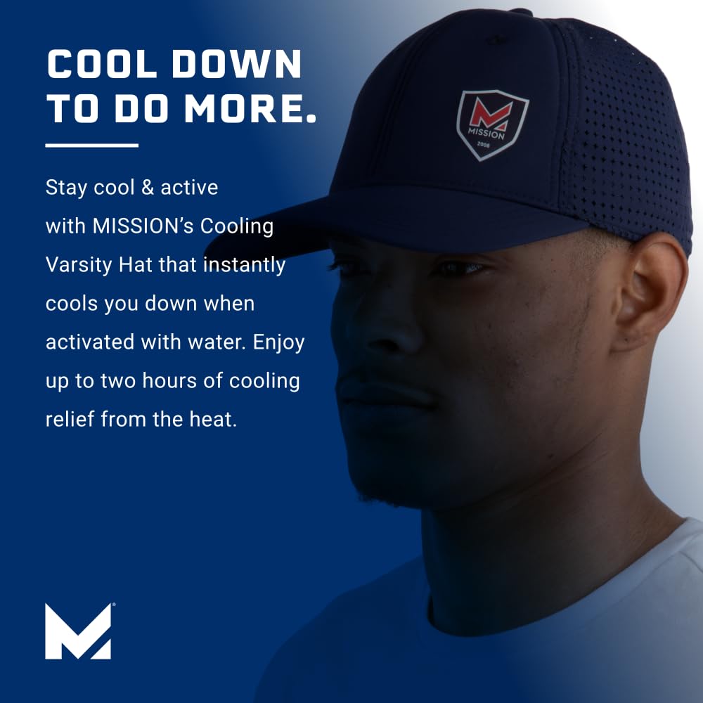 MISSION Flex Varsity Unisex Fit for Men and Running Golf UV Odor Up to 2 Hours of Heatstroke Walking Sizes Hat, Women, Cap, Cap, Sweat-Wicking,