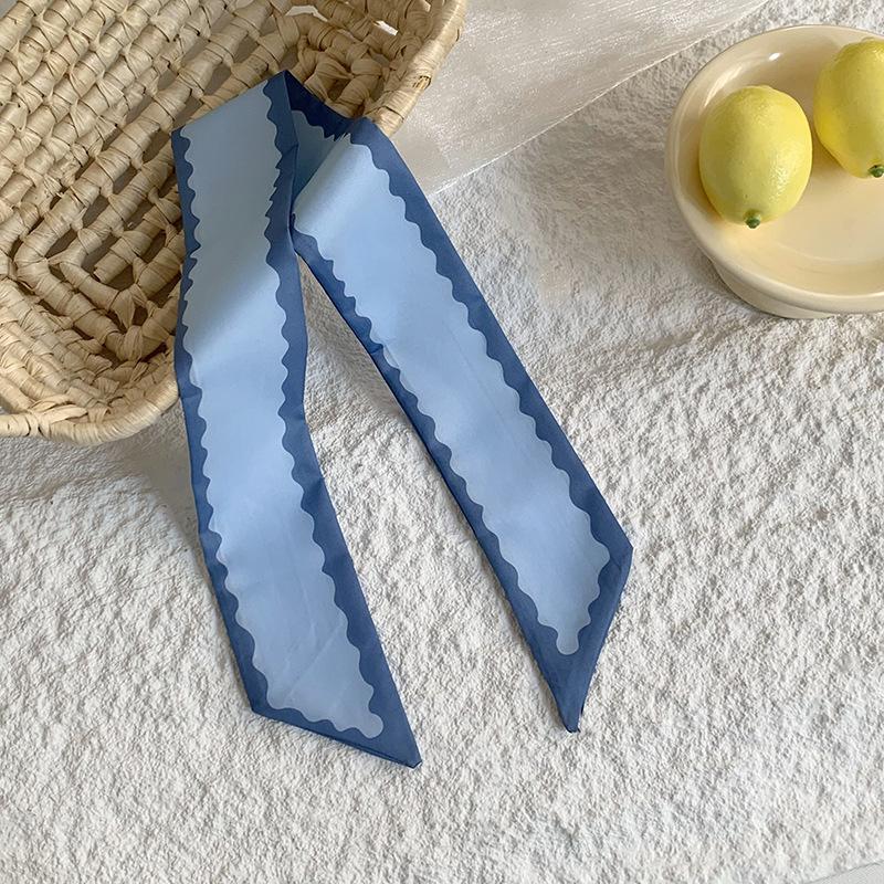 

Thin, narrow and long silk scarf, high-end fashion neck scarf, headscarf, headband, hair band, streamer, bag, ribbon, decorative belt.