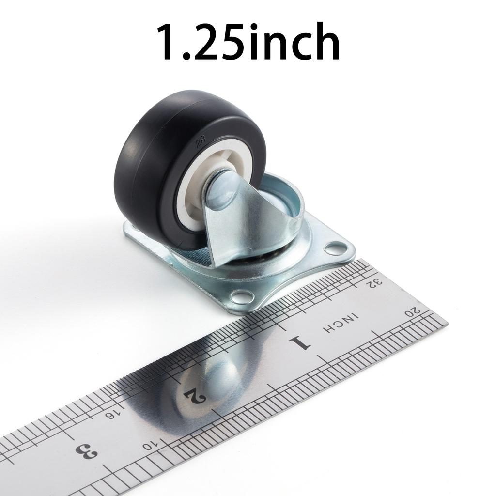 Zestaw 4 kółek meblowych z PVC 1"/1,25"/2" odpornych na zużycie, cichych, uniwersalnych, ciężkich, obrotowych kółek 360 stopni
