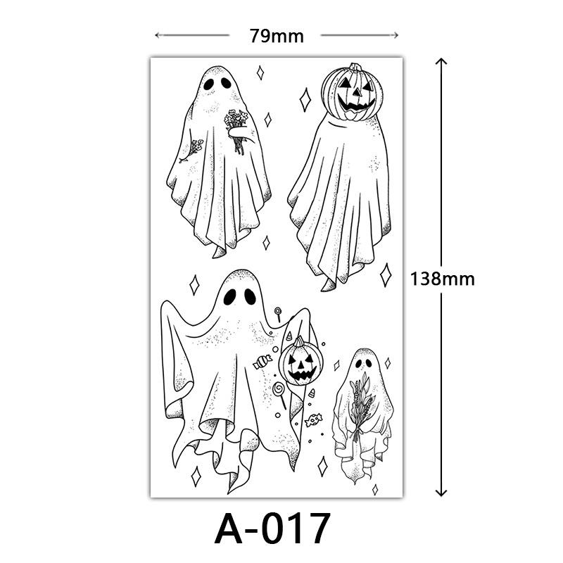 Halloween Tattoo Sticker, Skull Reaper Sickle, Black Bat Tombstone Pumpkin Tattoo