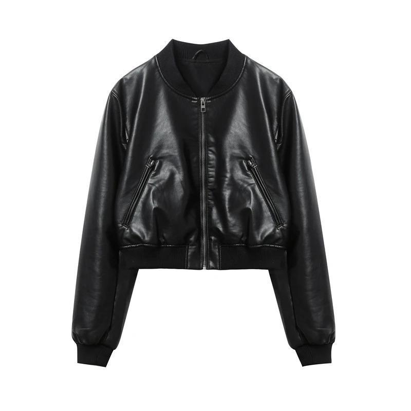 Giacca Autunnale in Ecopelle da Donna Stile Slim-fit Cappotto Ampio per il Lavoro Verde Premium